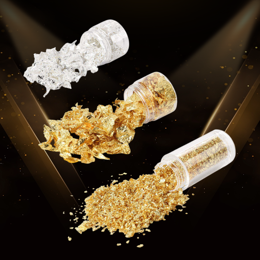 Edible Pure Gold & Silver Leaf &, Powder & Flakes