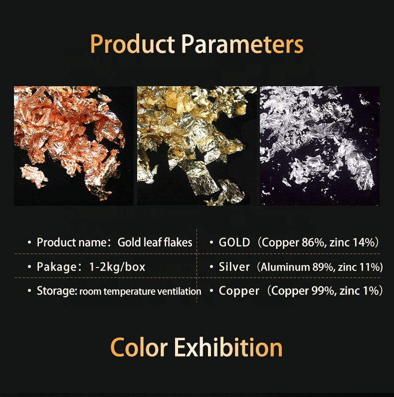 Shiny Gold Leaf Flakes Sequins Glitters Confetti for Painting Nail Art Foil Decorative Paper Resin Mold Fillings