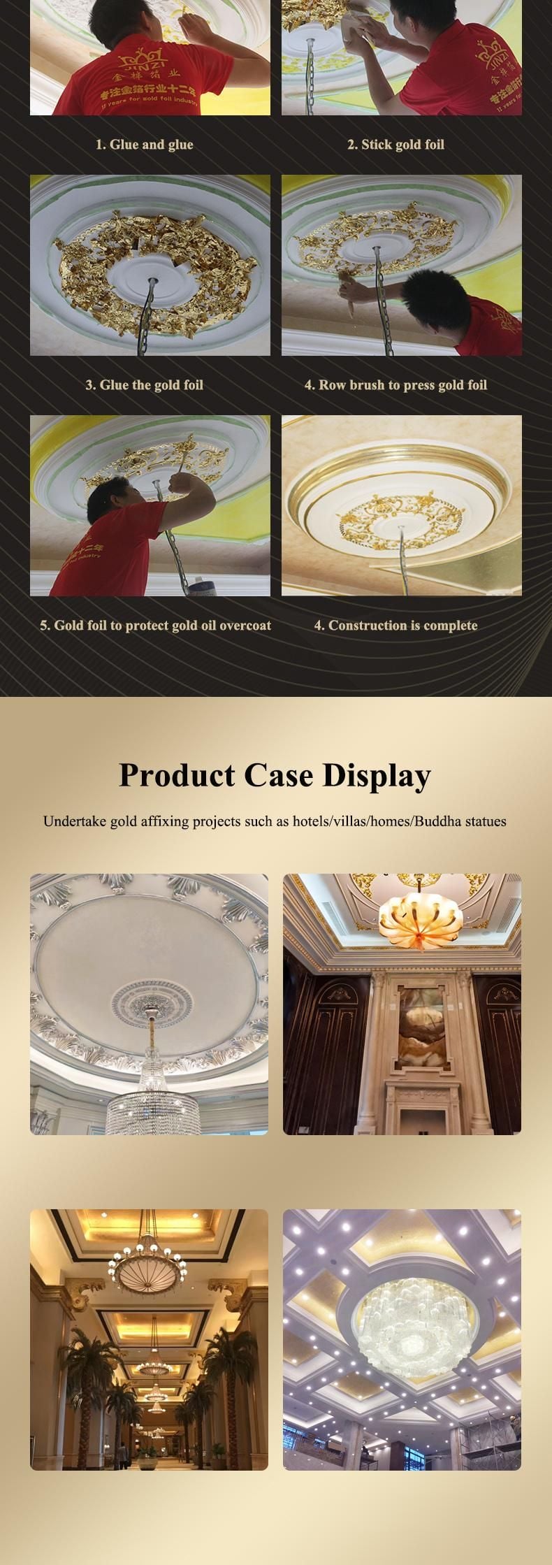 Hot Sale Private Label High Quality Gold Leaf Foil 1000 Sheets/Pack 14*14Cm Taiwan Imitation Gold Leaf Sheet