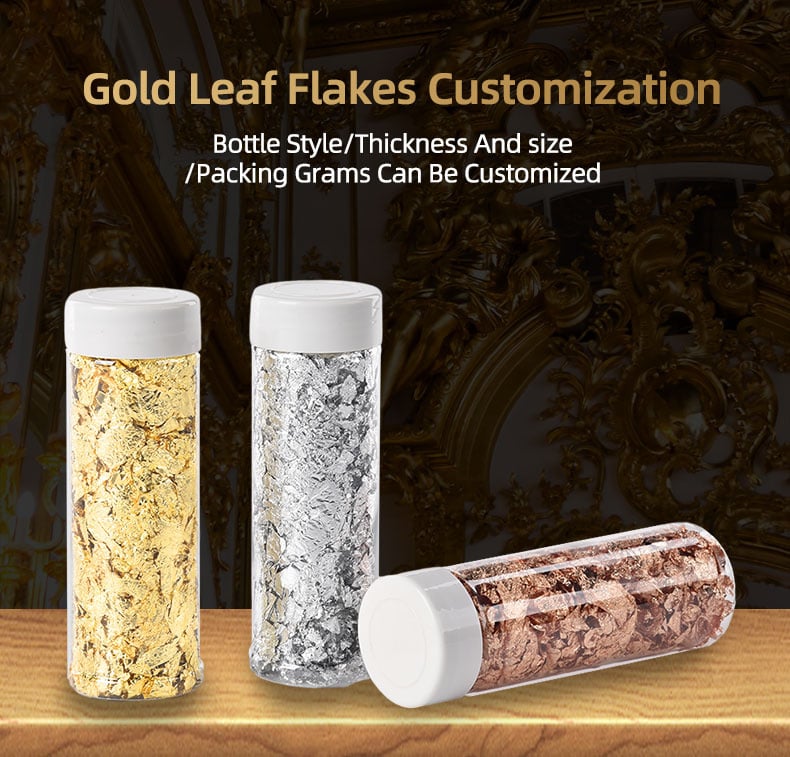 Shiny Gold Leaf Flakes Sequins Glitters Confetti for Painting Nail Art Foil Decorative Paper Resin Mold Fillings