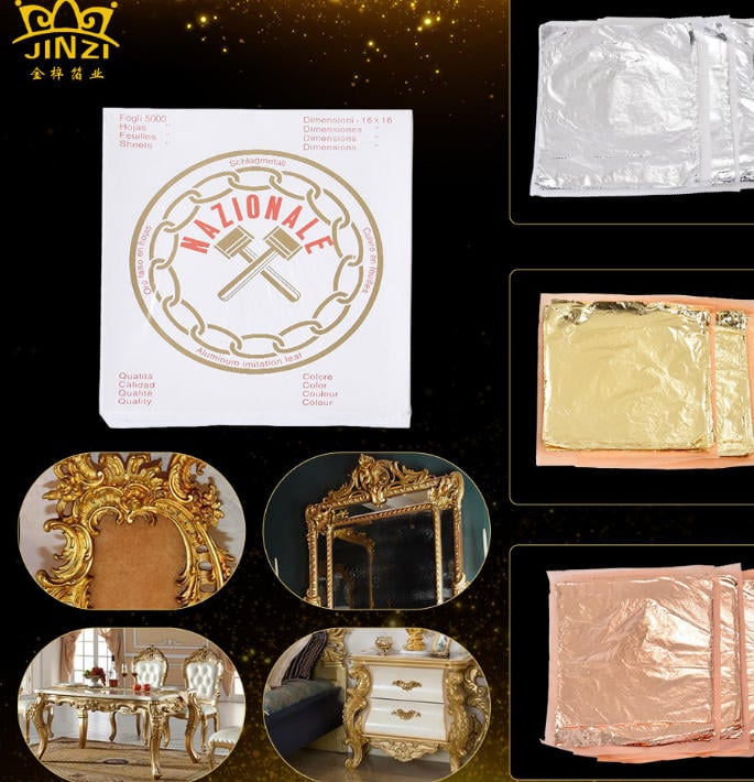  16x16cm Italian imitation Gold Foil Leaf Sheets For Furniture Ceiling Photoframe Decoration