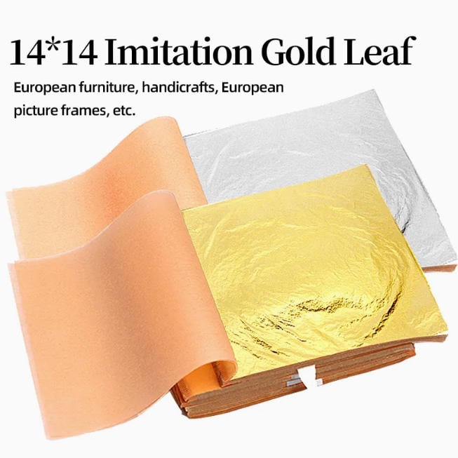 Gold Foil Paper Book Copper Aluminum Copper Foil 14 cm Decorative imitation Gold and Silver Foil Paper 25 Pieces Per Book