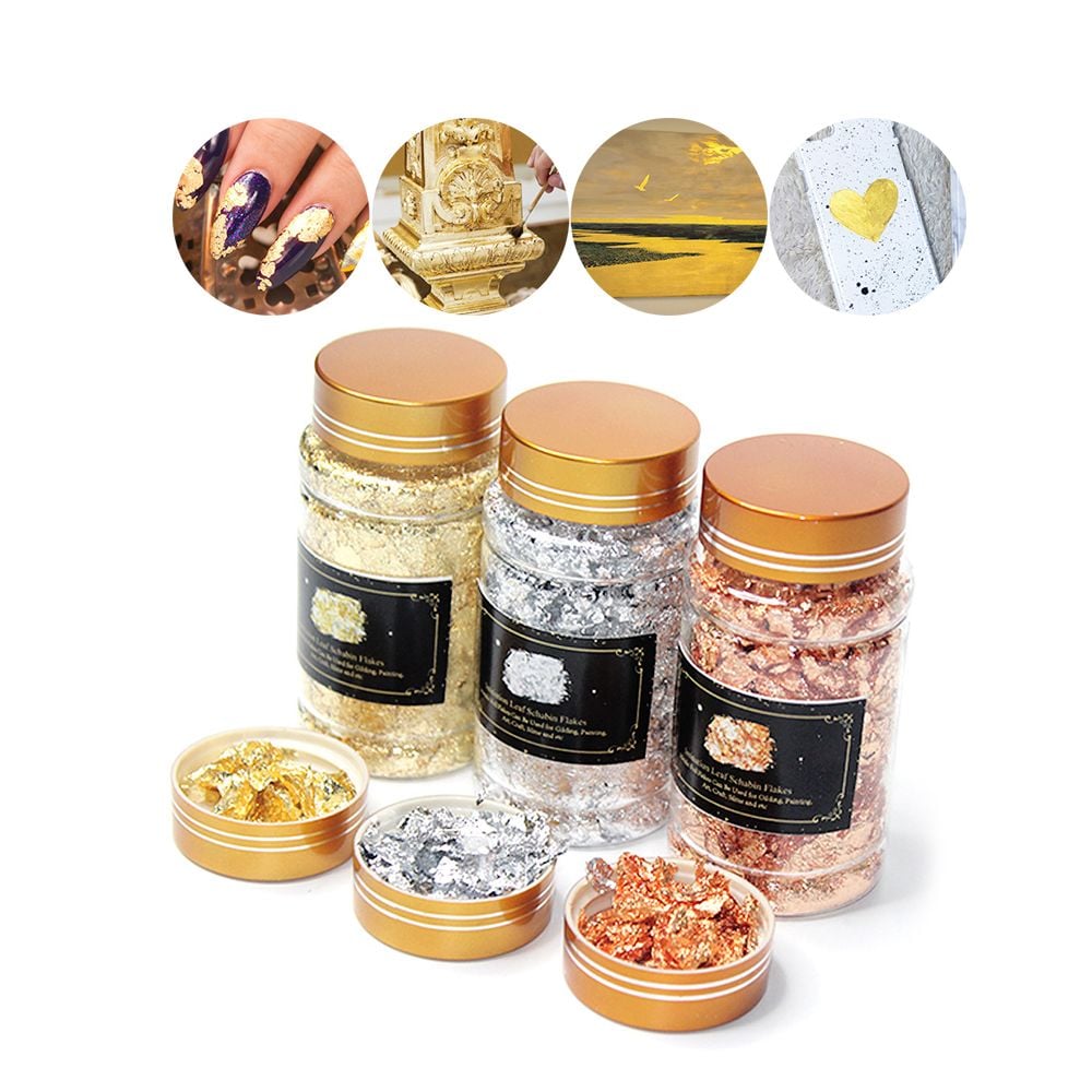 Wholesale Price Good Quality imitation Gold Leaf Flakes for Nail Art Gold Leaf Foil 