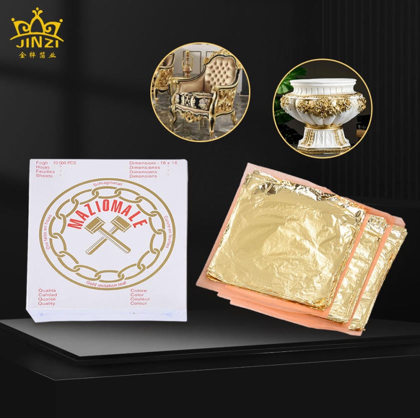 Hot Sale Product Fast Delivery 16 *16 Cm Imitation Gold Leaf Sheet Foil Paper for Home Furniture Craft Deco