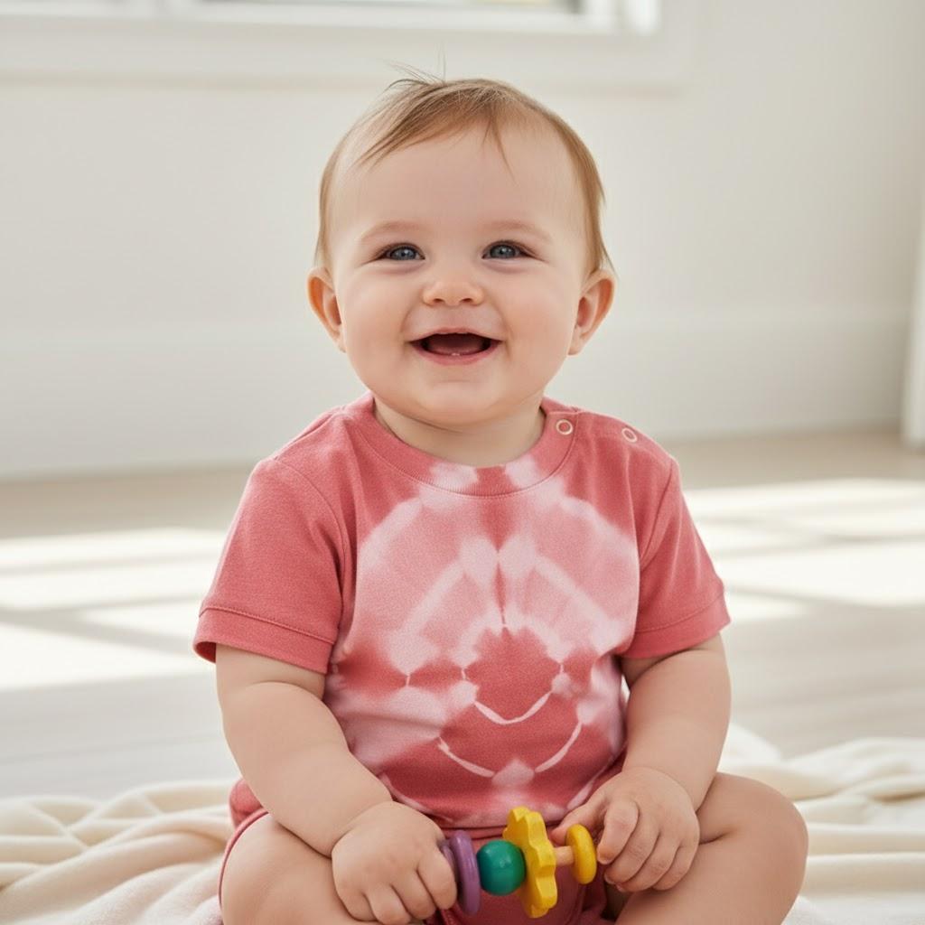 OEM/ODM Infant Shoulder-Snap T-shirt | 100% Organic Cotton Plant-Dyed Baby Tee | Eco-Friendly Non-Toxic Botanical Dye Short Sleeve Top for Private Label | Sustainable Breathable Newborn Apparel | Wholesale Manufacturer