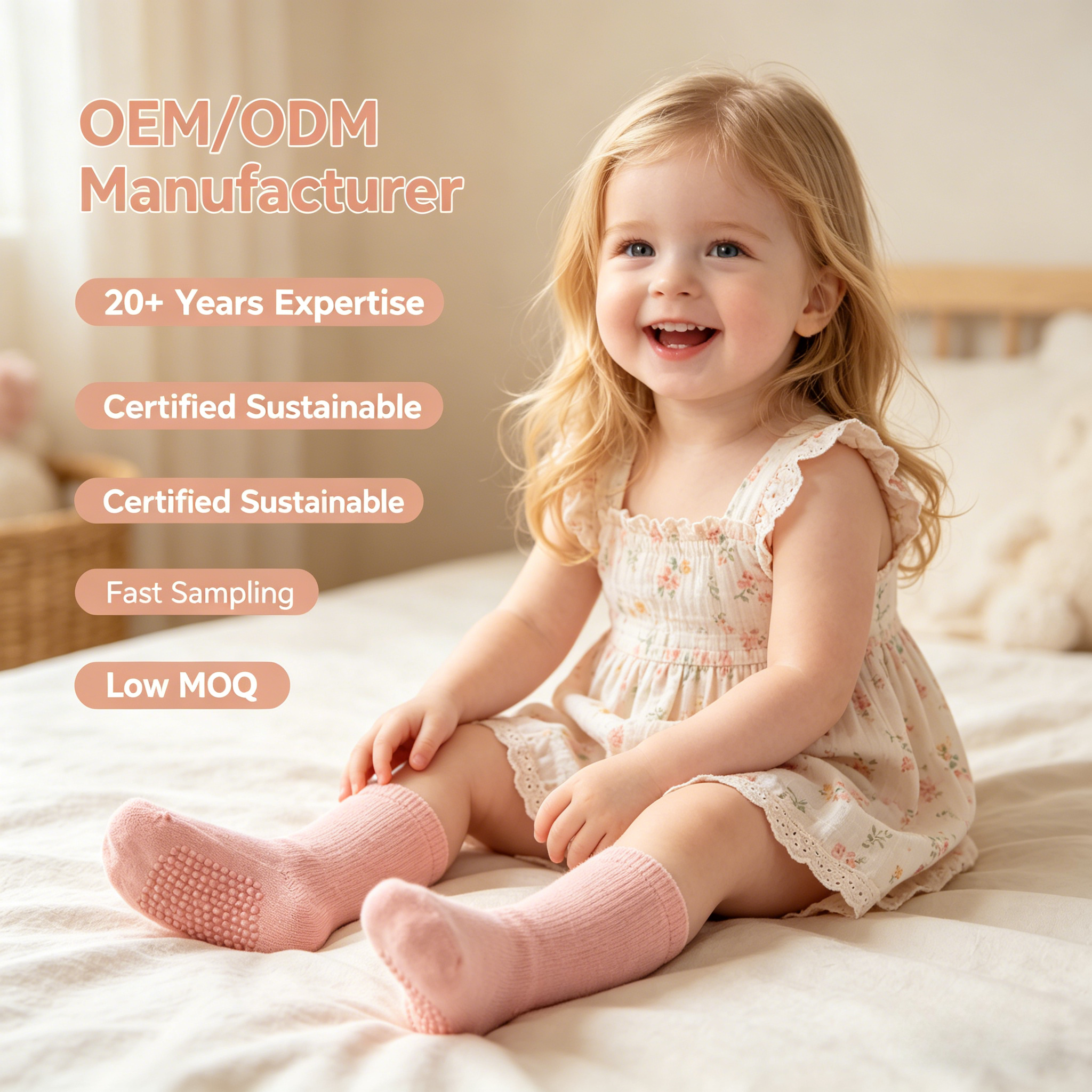 OEM/ODM Cotton Spandex Baby Socks | Eco-Friendly Plant-Dyed Infant Socks | Soft Breathable Non-Toxic Toddler Hosiery for Private Label | Sustainable Vegetable Dyed Kids Footwear | Wholesale Professional Manufacturer
