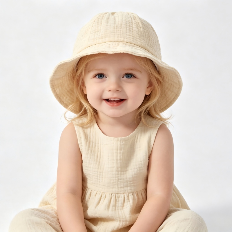 Custom Plant Dyed Baby Sun Hat Manufacturer | Organic Muslin Cotton Infant Bucket Hat OEM ODM Private Label Supplier