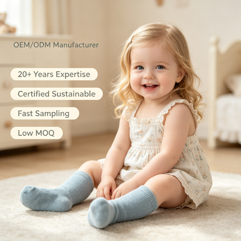 OEM/ODM Multi-Color Ribbed Baby Socks | Cotton Spandex Eco-Friendly Plant-Dyed Infant Long Socks | Sustainable Non-Toxic Vegetable Dyed Toddler Hosiery | Private Label Breathable Kids Crew Socks | Wholesale Manufacturer