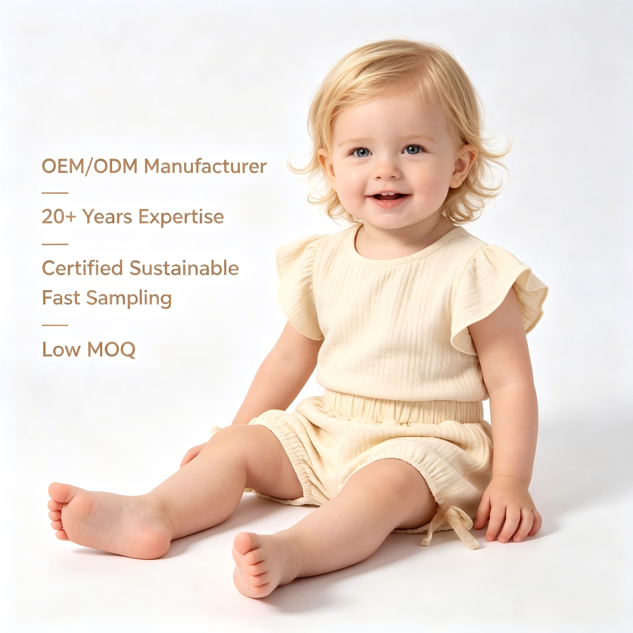 OEM/ODM 100% Cotton Double-Layer Wrinkled Gauze Baby Bubble Shorts | Eco-Friendly Plant-Dyed 135gsm Toddler Bloomers | Custom Sustainable Botanical Dye Infant Summer Shorts with Side Bows Wholesale