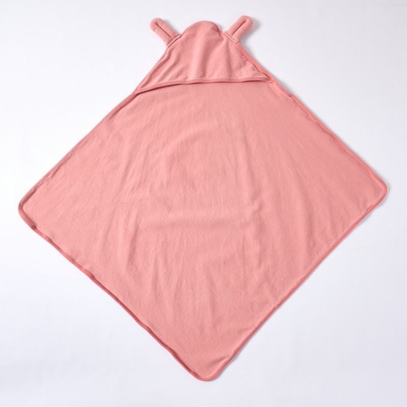 Custom Organic Cotton Hooded Baby Blanket with Ears Plant Dyed Soft Infant Swaddle Blanket OEM ODM Newborn Receiving Blanket Eco Friendly Baby Wrap Manufacturer
