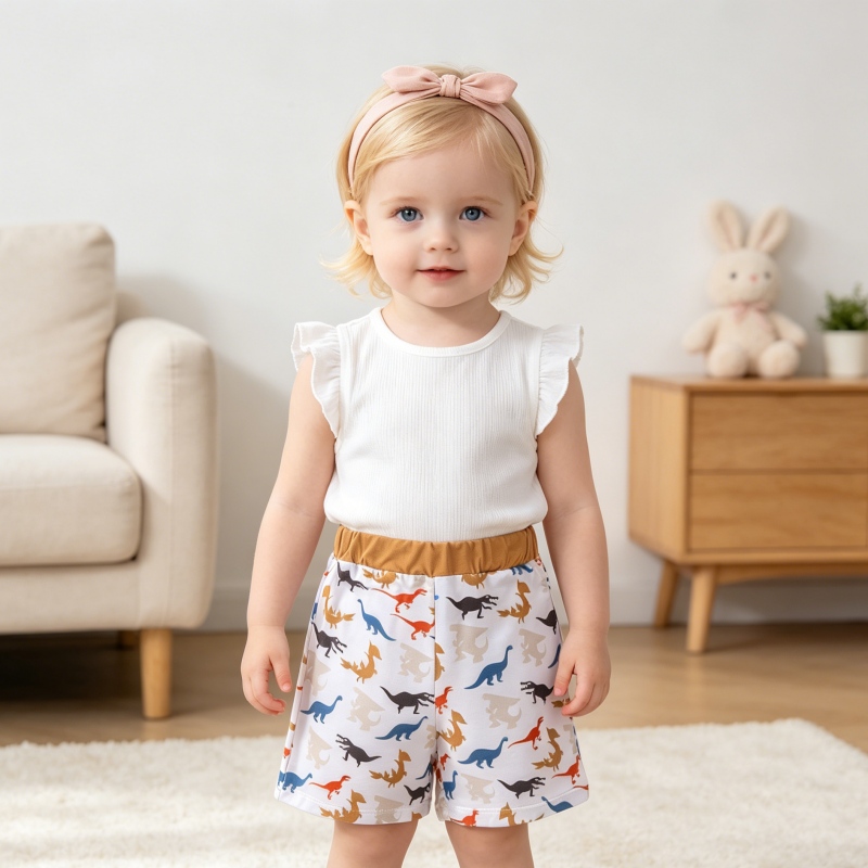 Custom OEM/ODM Baby Dinosaur Print Shorts - Grade A Cotton Breathable Toddler Summer Bottoms - Wholesale Private Label