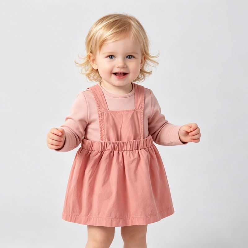 Cotton Baby Pinafore Dress Plant-Dyed Toddler Suspender Skirt Custom OEM ODM Sustainable Baby Girl Dress Manufacturer
