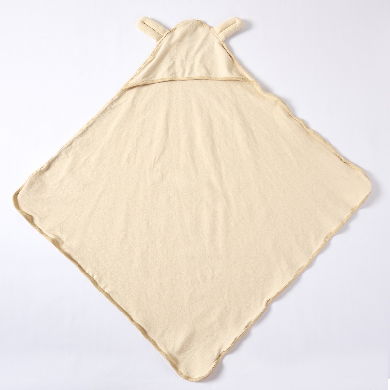 Organic Cotton Hooded Baby Blanket Plant-Dyed Newborn Swaddle Wrap Custom OEM ODM Baby Receiving Blanket Manufacturer