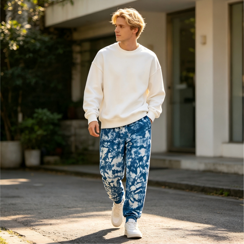 Custom Men’s Cotton Tie Dye Jogger Pants Plant Dyed Sweatpants OEM ODM Sustainable Streetwear Manufacturer
