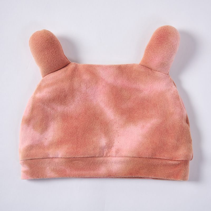 Artisan Organic Cotton Baby Bear Beanie - Natural Plant-Dyed Marble Texture Infant Hat for Premium Brands - Custom OEM/ODM Sustainable Newborn Accessories - Non-Toxic Eco-Friendly Breathable Toddler Headwear