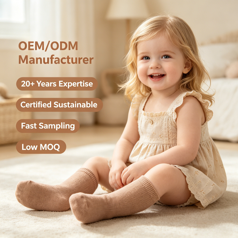 OEM/ODM 리브드 코튼 스판덱스 베이비 양말 | 친환경 식물 염색 유아 크루 양말 | 프라이빗 레이블용 부드럽고 통기성 좋은 리브 니트 유아 양말 | 지속가능하고 무독성인 채소 염료 양말 | 맞춤형 도매 제조업체