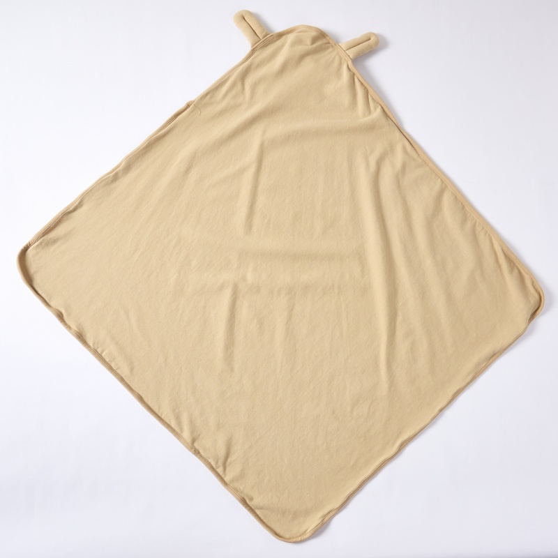 Custom Organic Cotton Hooded Baby Blanket Plant-Dyed Newborn Swaddle Wrap OEM ODM Eco-Friendly Baby Receiving Blanket Supplier