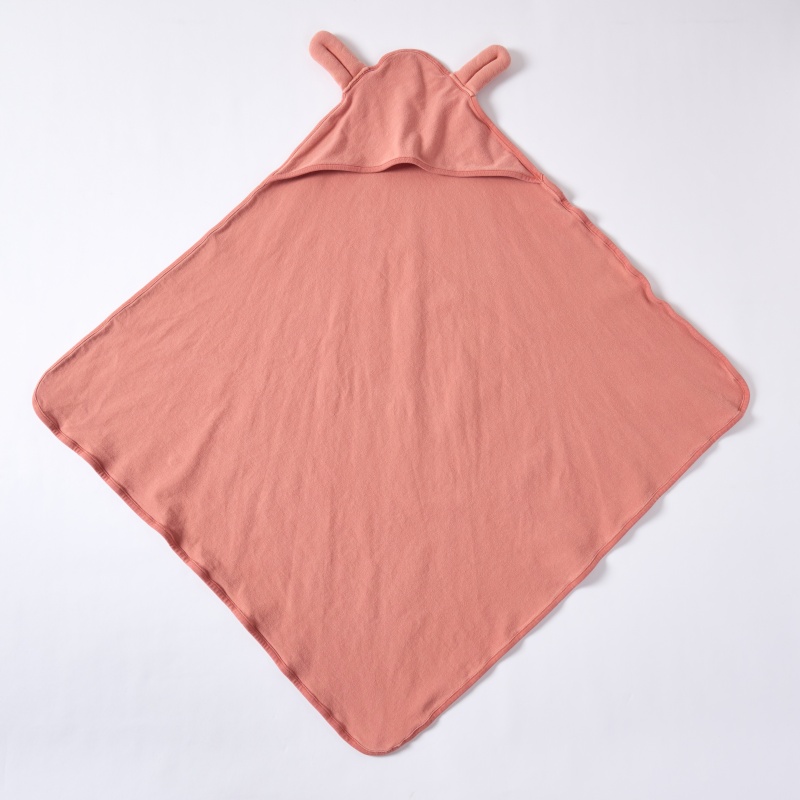 Custom Organic Cotton Hooded Baby Blanket Plant Dyed Infant Swaddle Blanket Soft Newborn Receiving Blanket with Ear Hood OEM ODM Eco Friendly Baby Textile Manufacturer