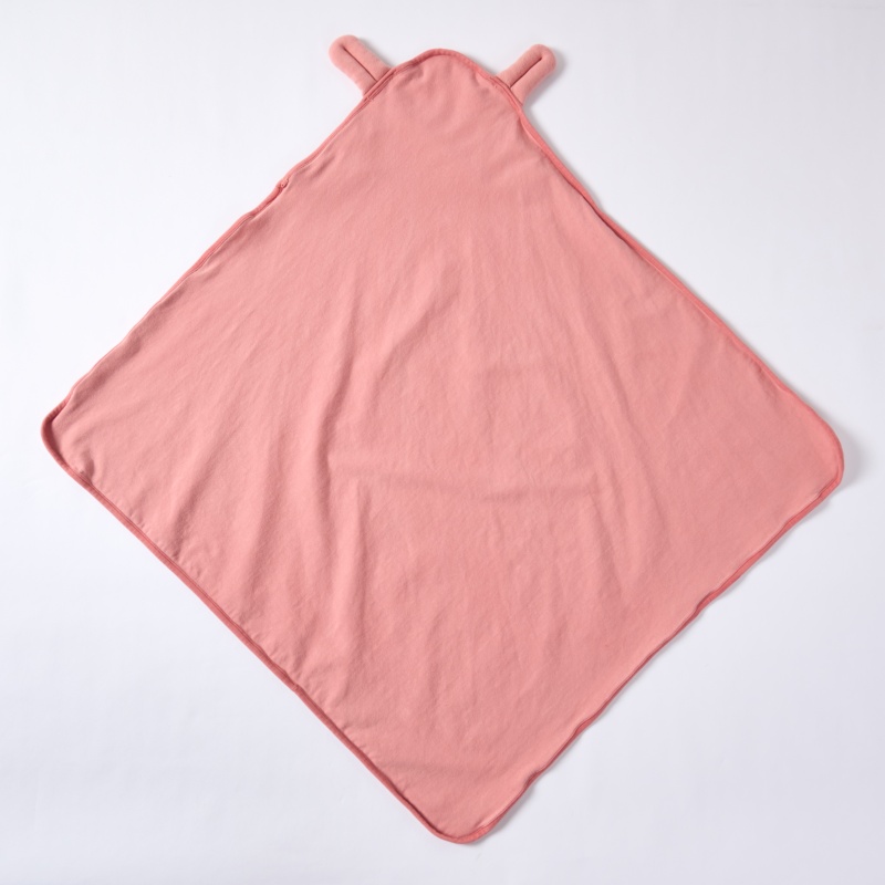 Custom Organic Cotton Hooded Baby Blanket with Ears Plant Dyed Soft Infant Swaddle Blanket OEM ODM Newborn Receiving Blanket Eco Friendly Baby Wrap Manufacturer