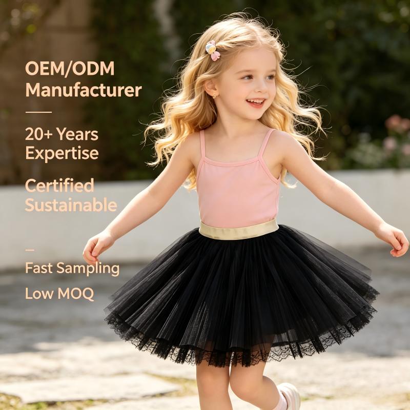 Recycled Polyester Girls’ Tulle Skirt with Custom Waistband | Sustainable Kidswear OEM