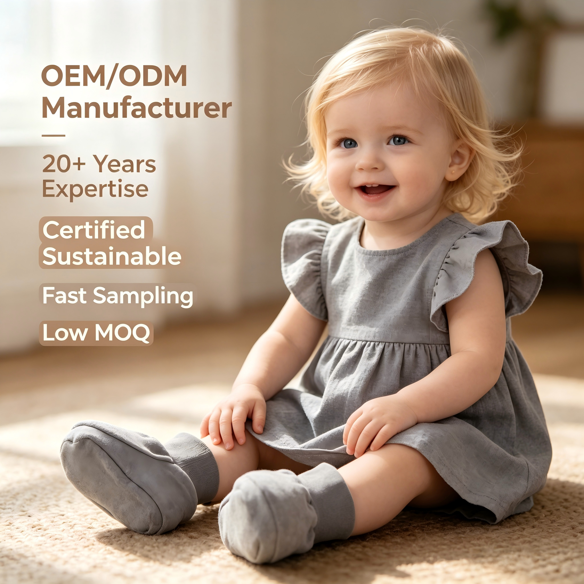 Eco-Friendly Organic Cotton Baby Booties – Plant-Dyed Non-Toxic Infant Socks for OEM/ODM | Sustainable Newborn Soft-Sole Shoes | Breathable & Hypoallergenic Toddler Footwear – Custom Labels & Bulk Wholesale Available