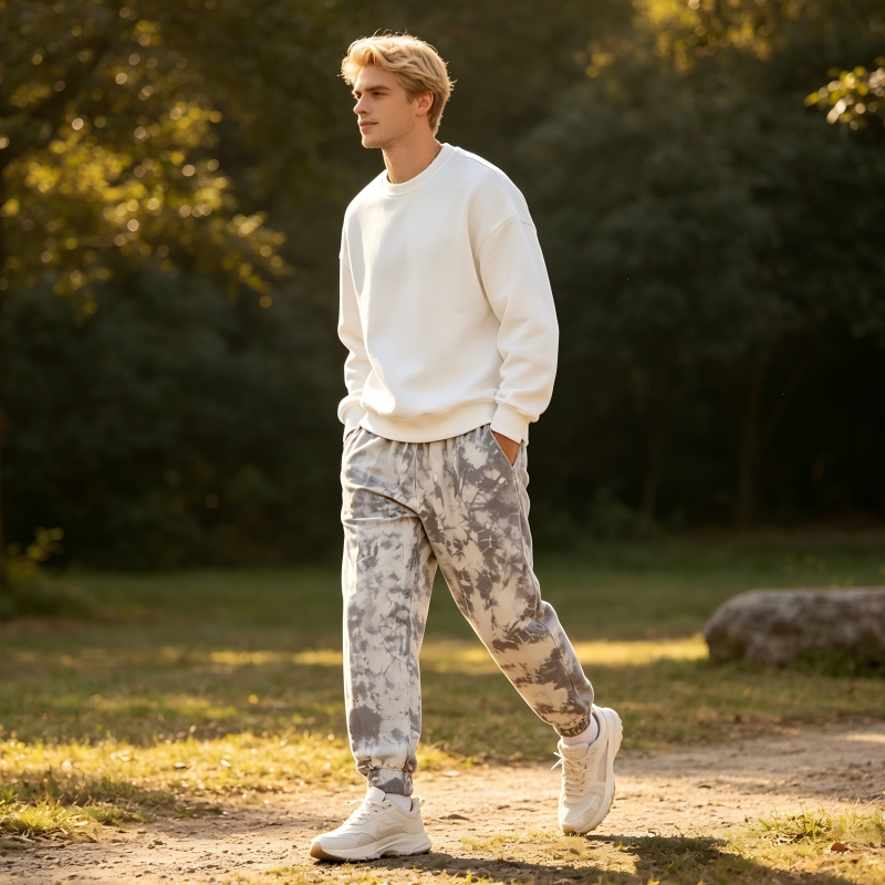 Custom Men’s Cotton Tie Dye Jogger Pants Plant Dyed OEM ODM Sweatpants Sustainable Casual Pants Manufacturer