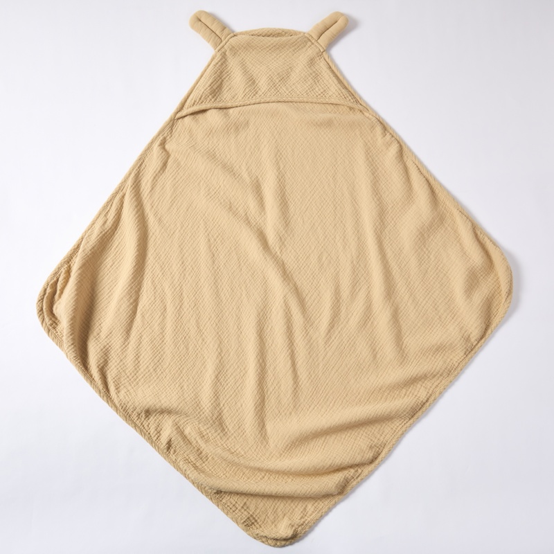 Custom Organic Hooded Baby Blanket Supplier | Plant Dyed Muslin Cotton Infant Swaddle Wrap for OEM ODM Private Label Brands