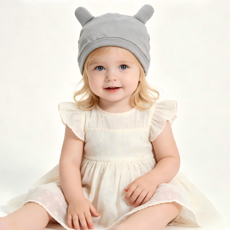 Organic Cotton Baby Beanie Hat OEM ODM | Plant Dyed Infant Bear Ear Cap Manufacturer | Soft Newborn Baby Hat Supplier | Eco-Friendly Custom Baby Cap for Private Label Sustainable Babywear Brands