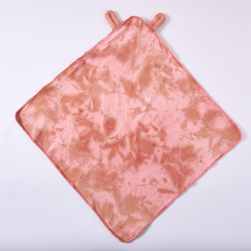 Custom Tie Dye Organic Cotton Hooded Baby Blanket Plant Dyed Infant Swaddle Blanket Soft Newborn Receiving Blanket with Ear Hood OEM ODM Sustainable Baby Textile Manufacturer