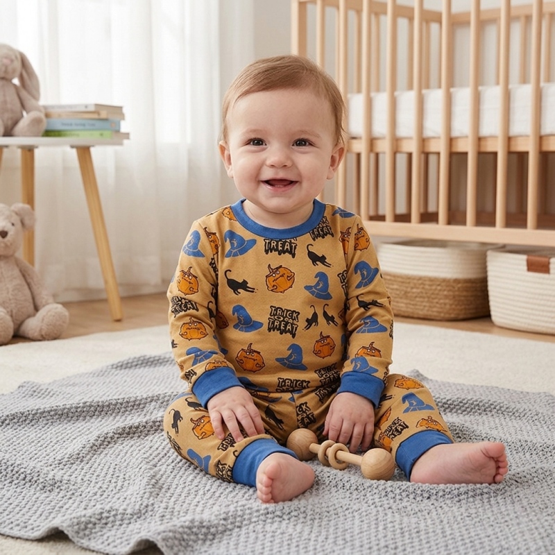 Custom Bamboo Baby Pajama Set for Halloween | OEM ODM Infant Long Sleeve Sleepwear Manufacturer