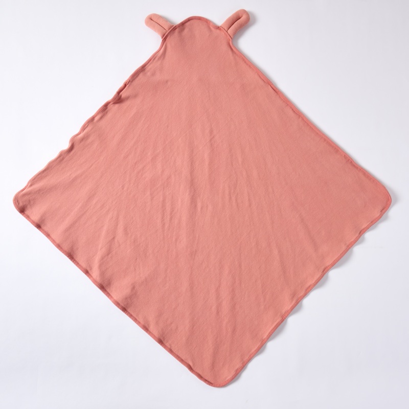 Custom Organic Cotton Hooded Baby Blanket Plant Dyed Infant Swaddle Blanket Soft Newborn Receiving Blanket with Ear Hood OEM ODM Eco Friendly Baby Textile Manufacturer