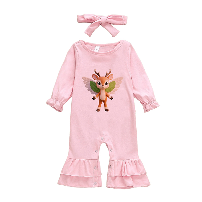 One-Piece Crawling Suit With Headband Two Piece Set