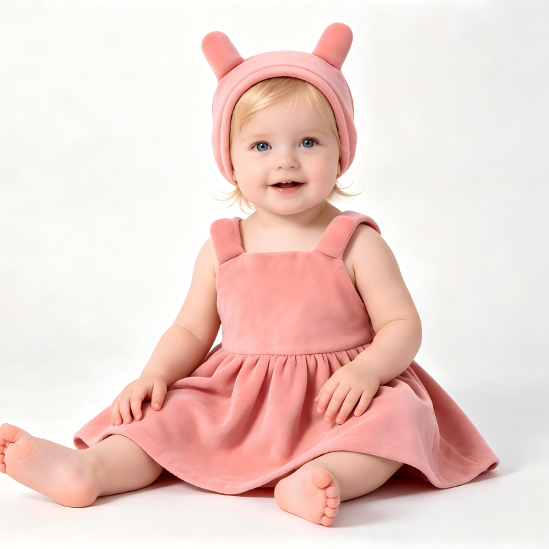 Organic Cotton Baby Beanie Hat OEM ODM | Plant Dyed Pink Infant Bear Ear Cap Manufacturer | Soft Newborn Baby Hat Supplier | Eco-Friendly Custom Baby Cap for Private Label Sustainable Babywear Brands