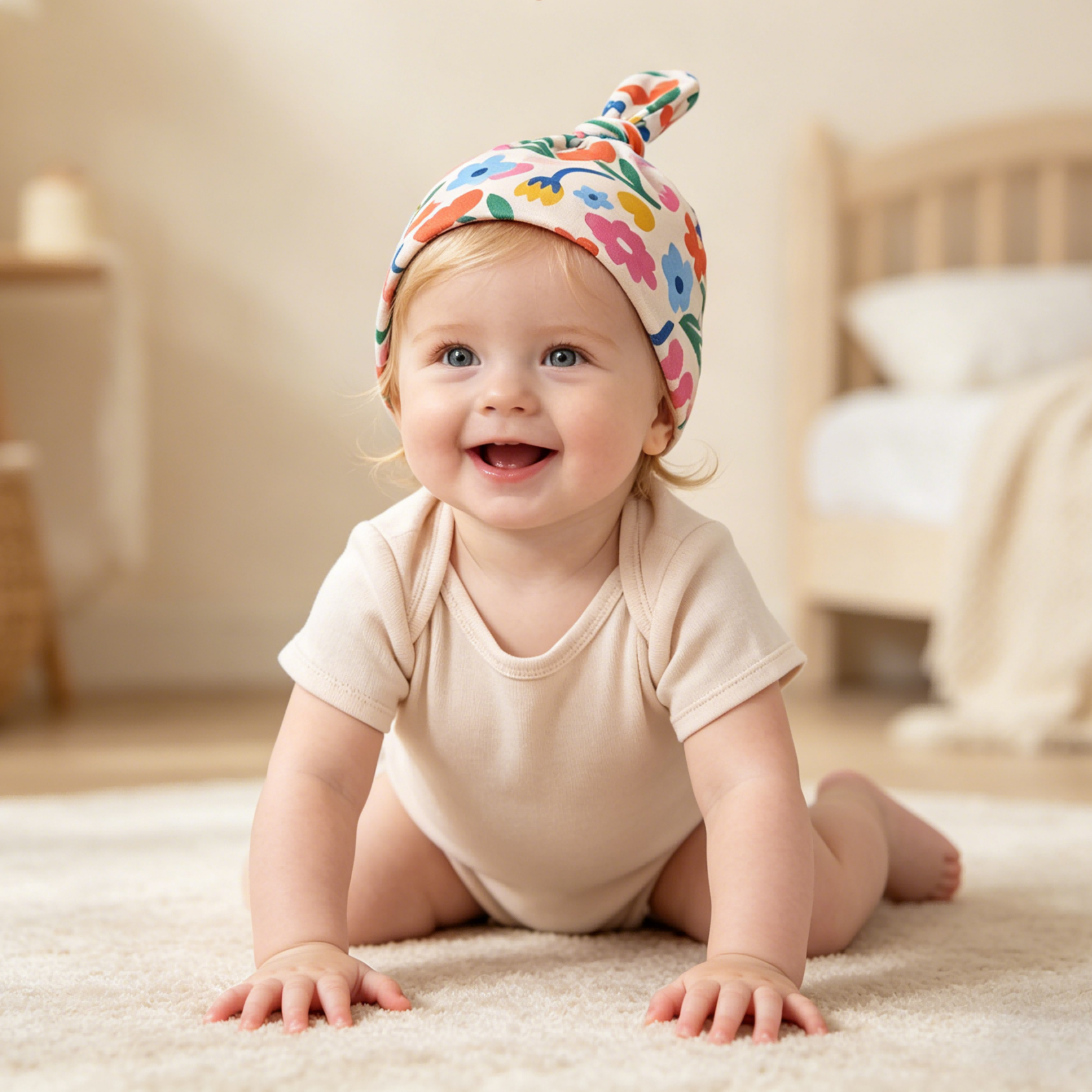 Custom Modern Floral Baby Knot Hat Manufacturer | OEM ODM Infant Beanie Supplier