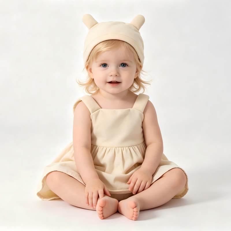Organic Cotton Baby Bear Beanie - Natural Plant-Dyed Infant Ear Hat for Eco-Friendly Newborn Brands - Custom OEM/ODM Sustainable Baby Accessories - Soft, Non-Toxic Breathable Toddler Headwear – Manufacturer Direct