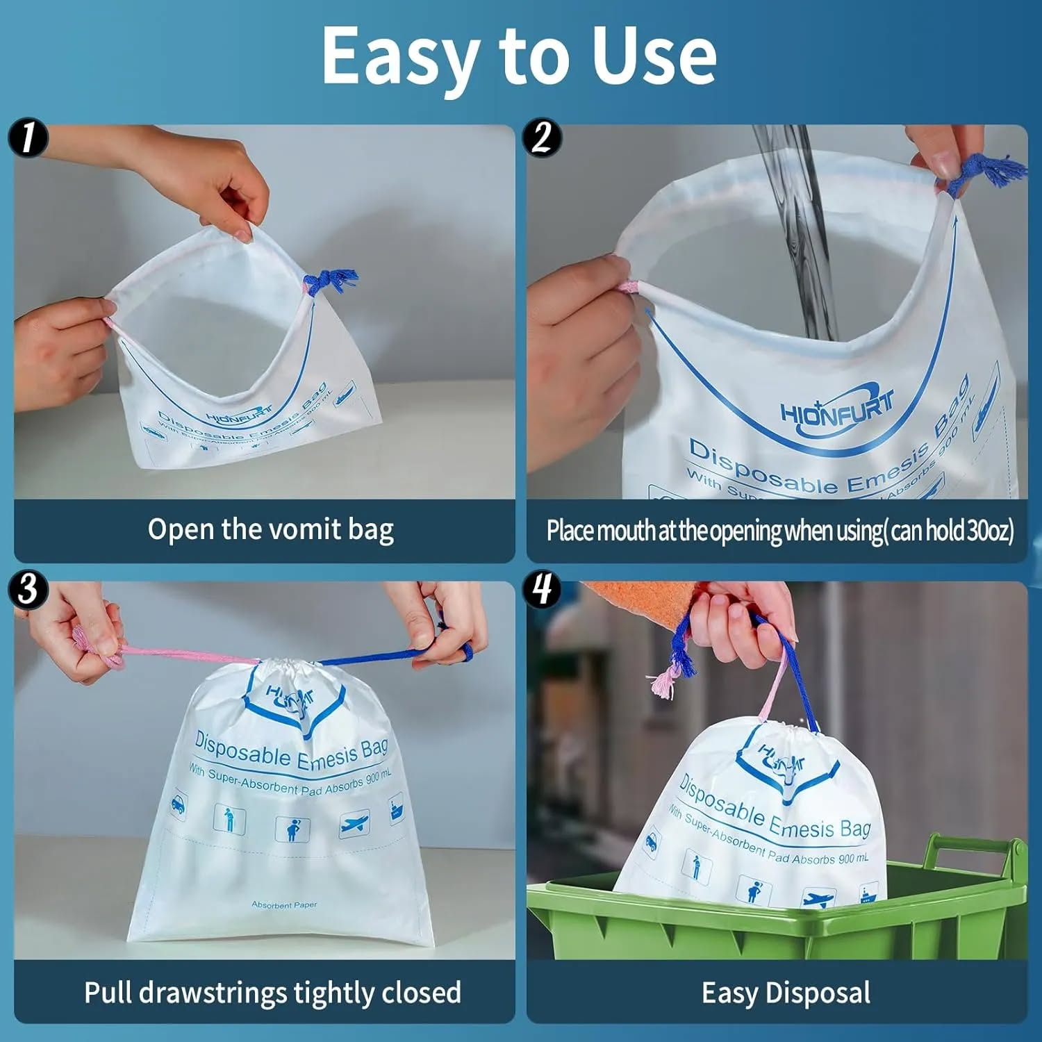 Xiangwo Industry Super-Absorbent Vomit Bags – 900ml Heavy-Duty Protection!