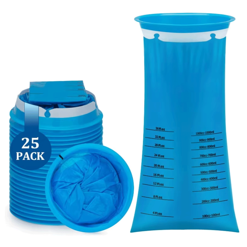 25 Pack Disposable Vomit Bags, 1000ml Leak-Proof Portable Barf Bags for Nausea, Motion Sickness in Cars, Travel, Planes, Taxis,