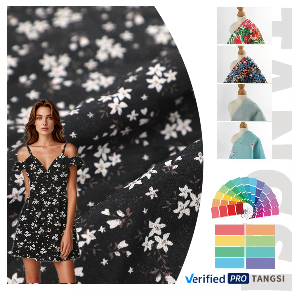 Wholesale 100% Cotton Spandex Woven Fabric Breathable and Light for Organic Garments Like Shirts Dresses Skirts manufacture