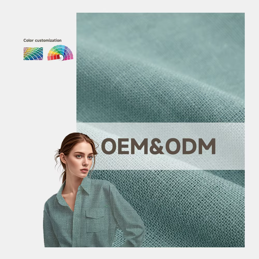 Customized Design Beautiful Solid Color Fabric Organic & Stretch Woven Linen for Fashion Style Clothing for Dresses linen fabric supplier