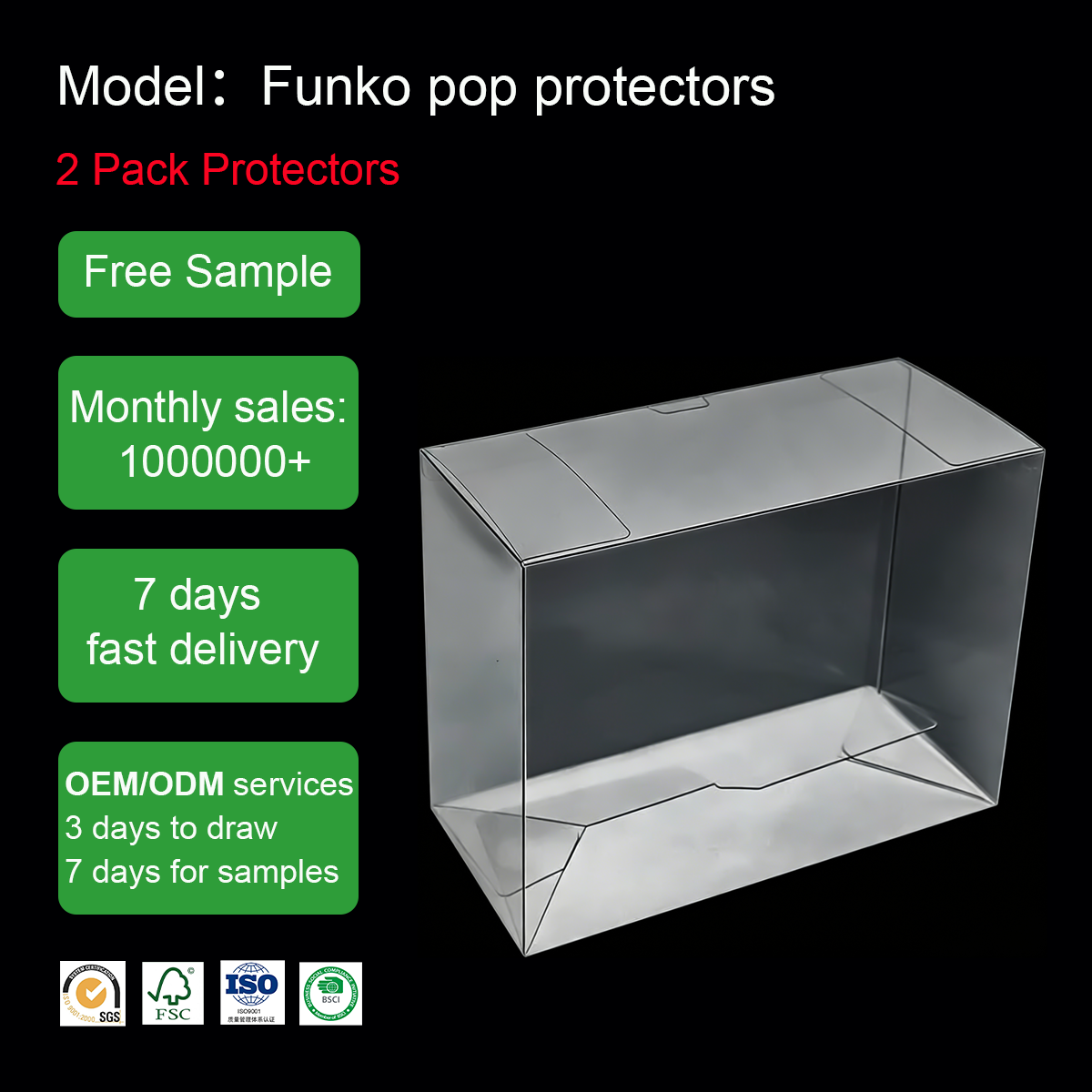 New PET 0.5mm Funko 2-Pack Protector - Clear Display Case for Collectibles