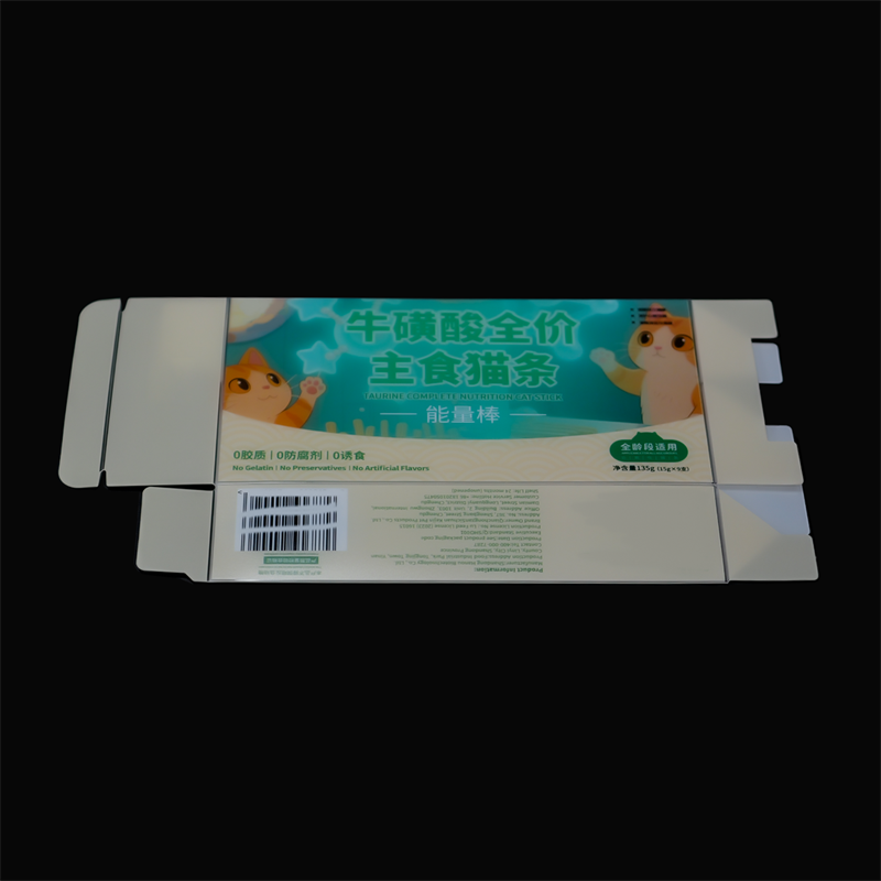 Custom Printed PET Folding Box Taurine Cat Treat Stick Food Grade Packaging Box