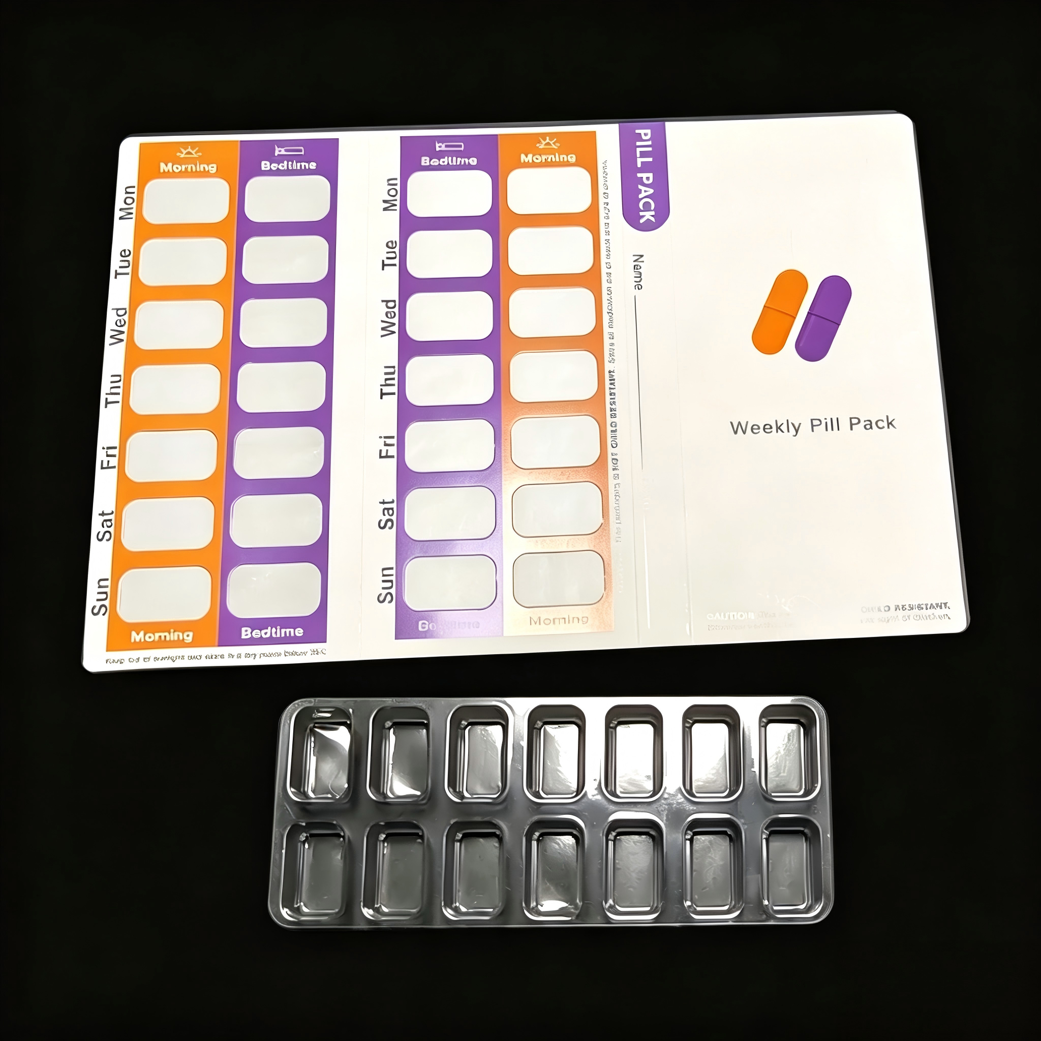 Weekly 2×7 Pill Tray Labels | AM/PM Prescription Blister Pack Stickers