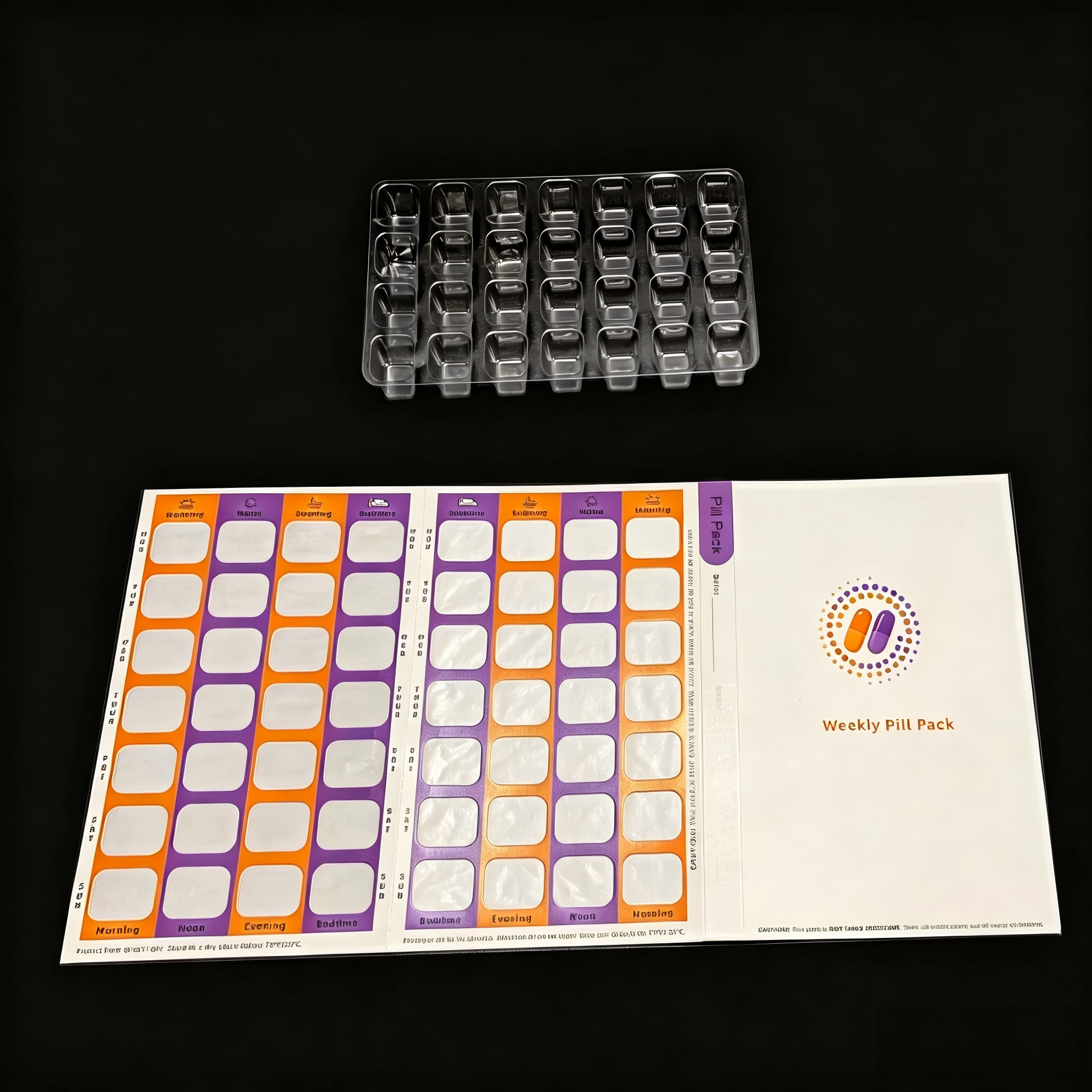 Large 4*7 Pill Blister Tray with Paper Stickers - Weekly Pill Sorting System for Home & Travel