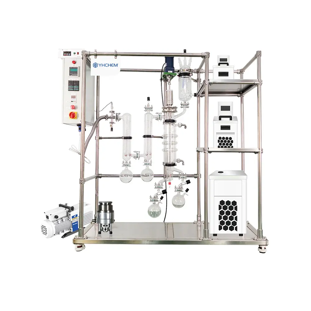 وحدة التقطير الجزيئي الزجاجية YHChem YMD-200 لتركيز EPA/DHA حسب الطلب