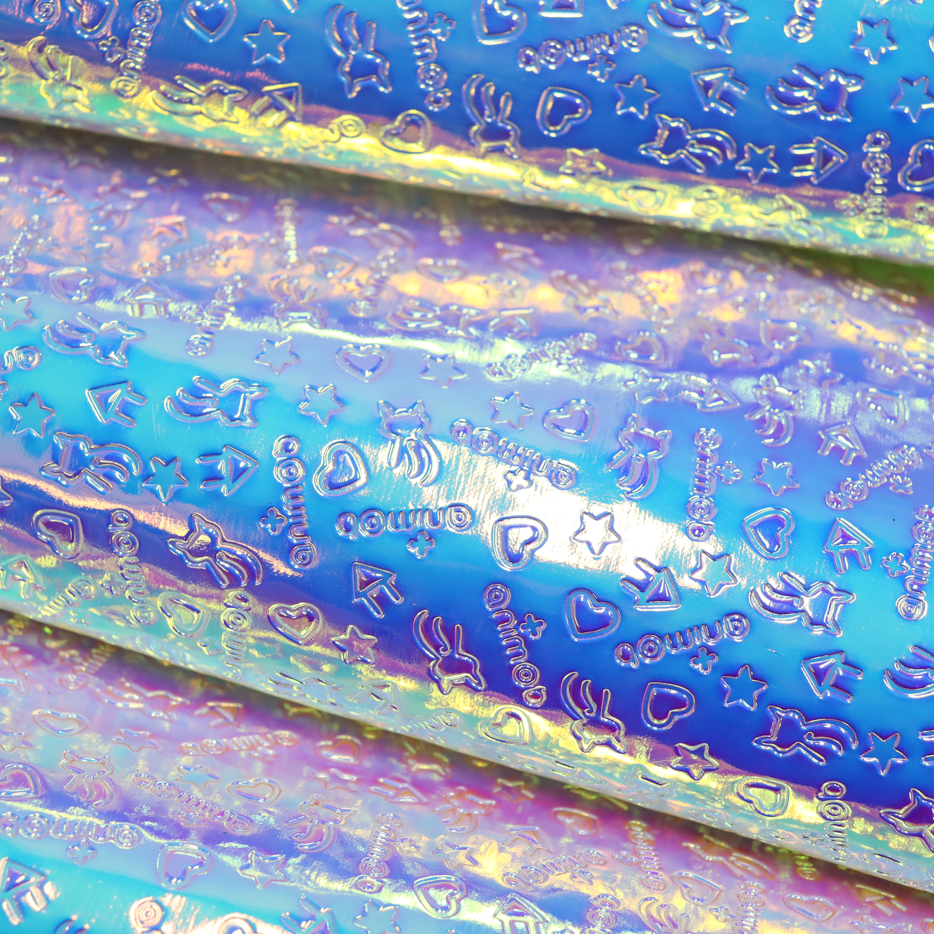 Metallic Laser PVC Faux Leather: Rainbow Printed Synthetic Texture factory