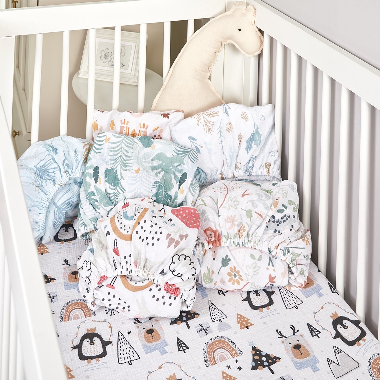100% Cotton Muslin Extra Soft Baby Sheet Standard Baby Crib Toddler Mattress Fitted Crib Sheet supplier
