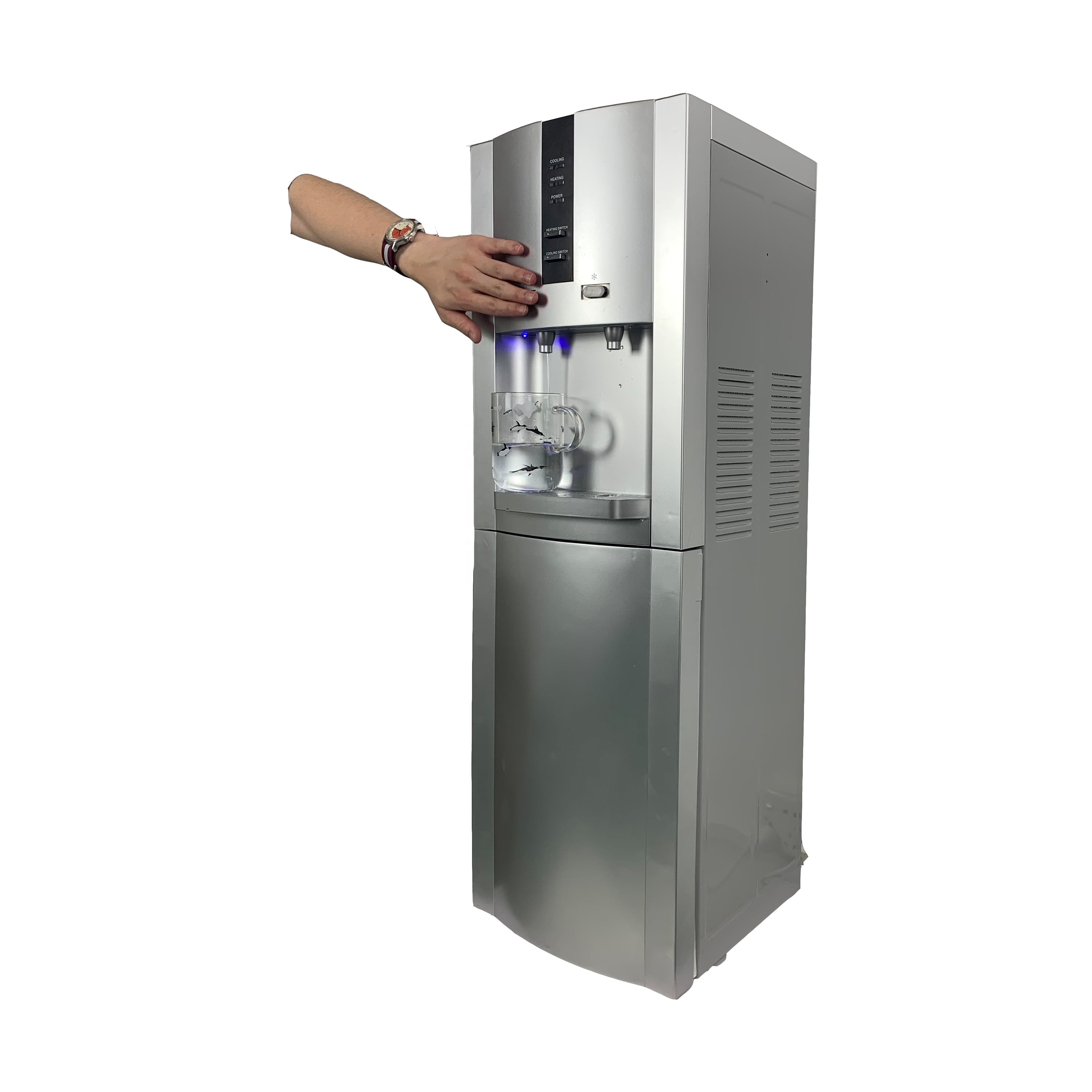 China Manufacture hot and cold water dispenser with refrigerated cabinet water fountain details