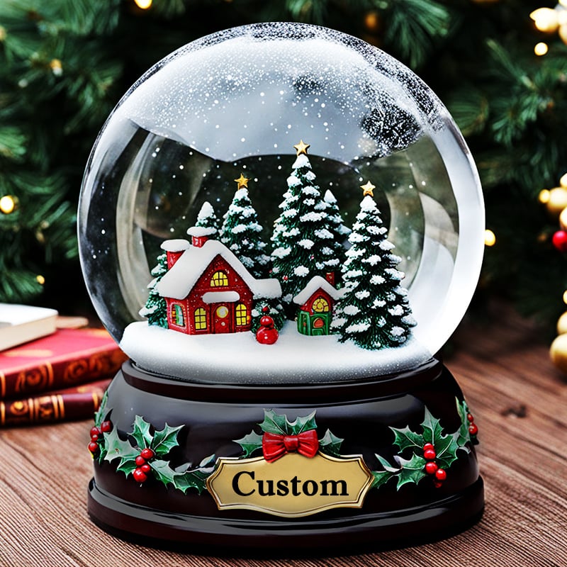OEM christmas tree decor snow globe statue custom ceramic resin crafts pendant santa gingerbread man, house figurine ornaments factory