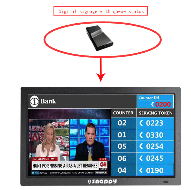 Snappy queue management system Arabic French multi language 21.5 32 inch ticket dispenser floor free stand self service kiosk factory