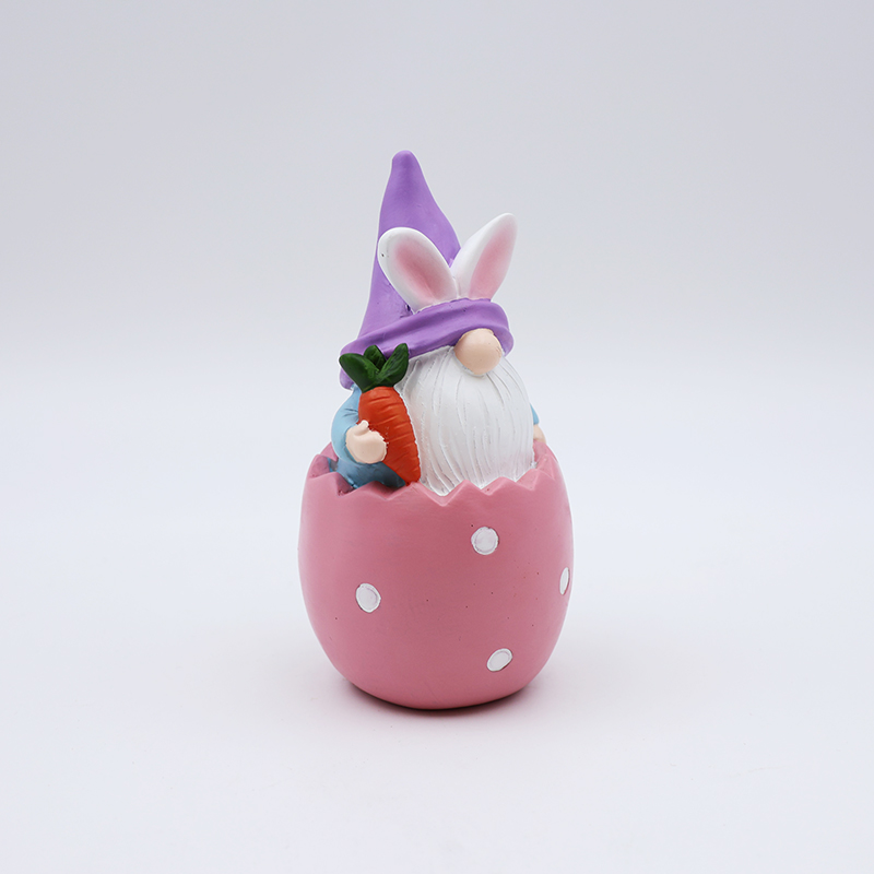 Custom craft hme garden festival decorative 3d mini statue wholesale cute resin pink gnome rabbit ears figurines gift manufacture